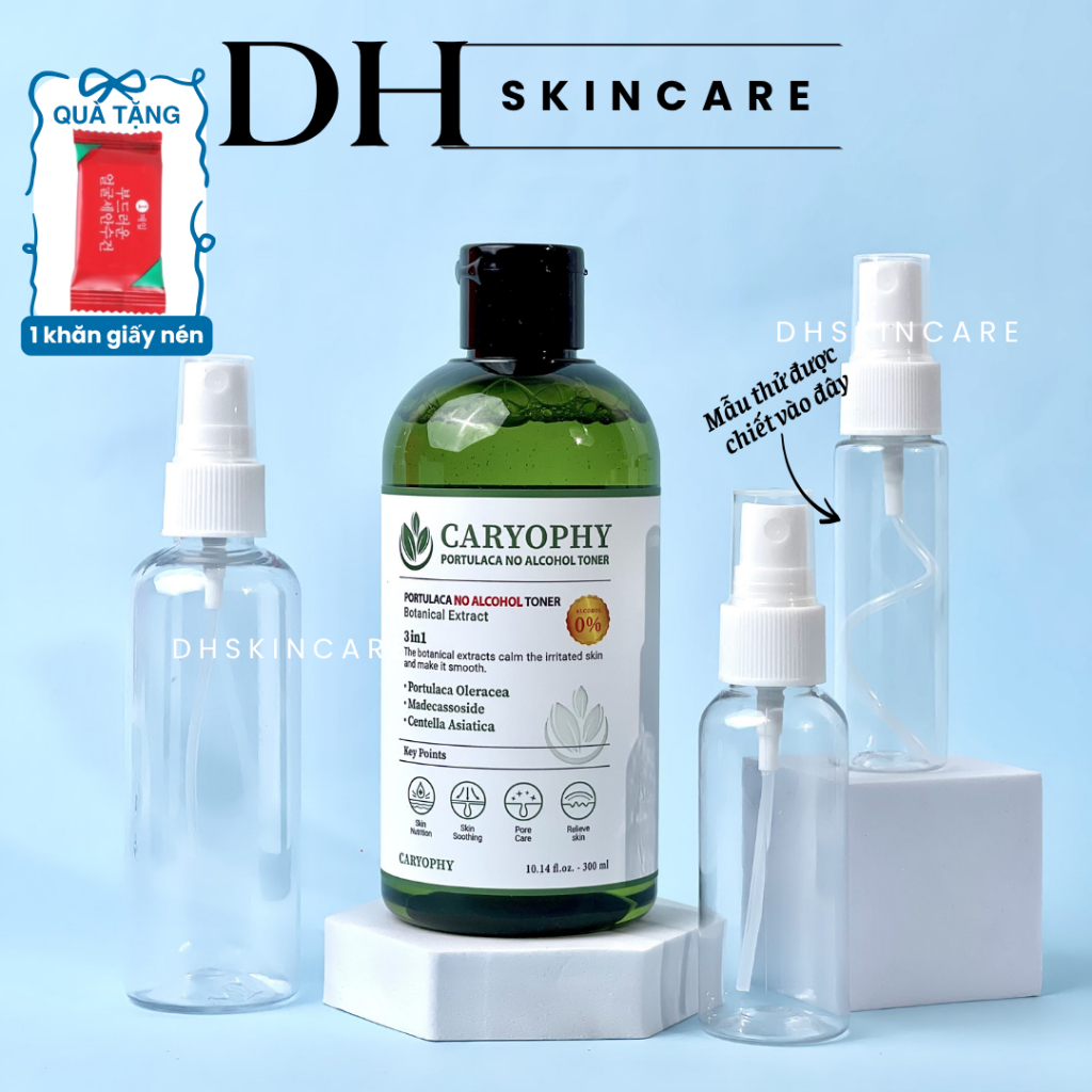 Nước Hoa Hồng Caryophy Portulaca Nước Cân Bằng Không Cồn Dịu Nhẹ Cho Da Toner 300ml Dhskincare