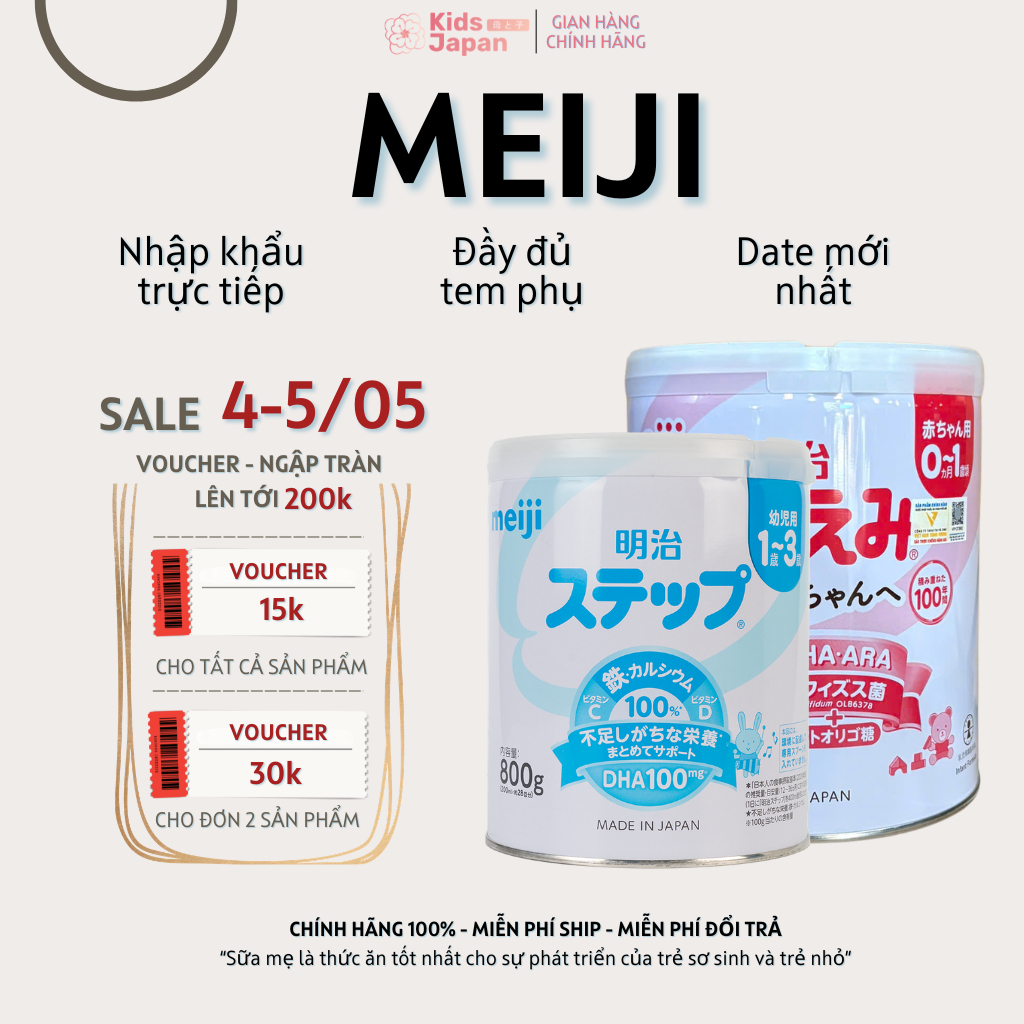 Sữa Meiji Nhật Nội Địa – Tiêu Hóa Khỏe, Phát Triển Toàn Diện – Bổ Sung Sắt, Canxi, DHA