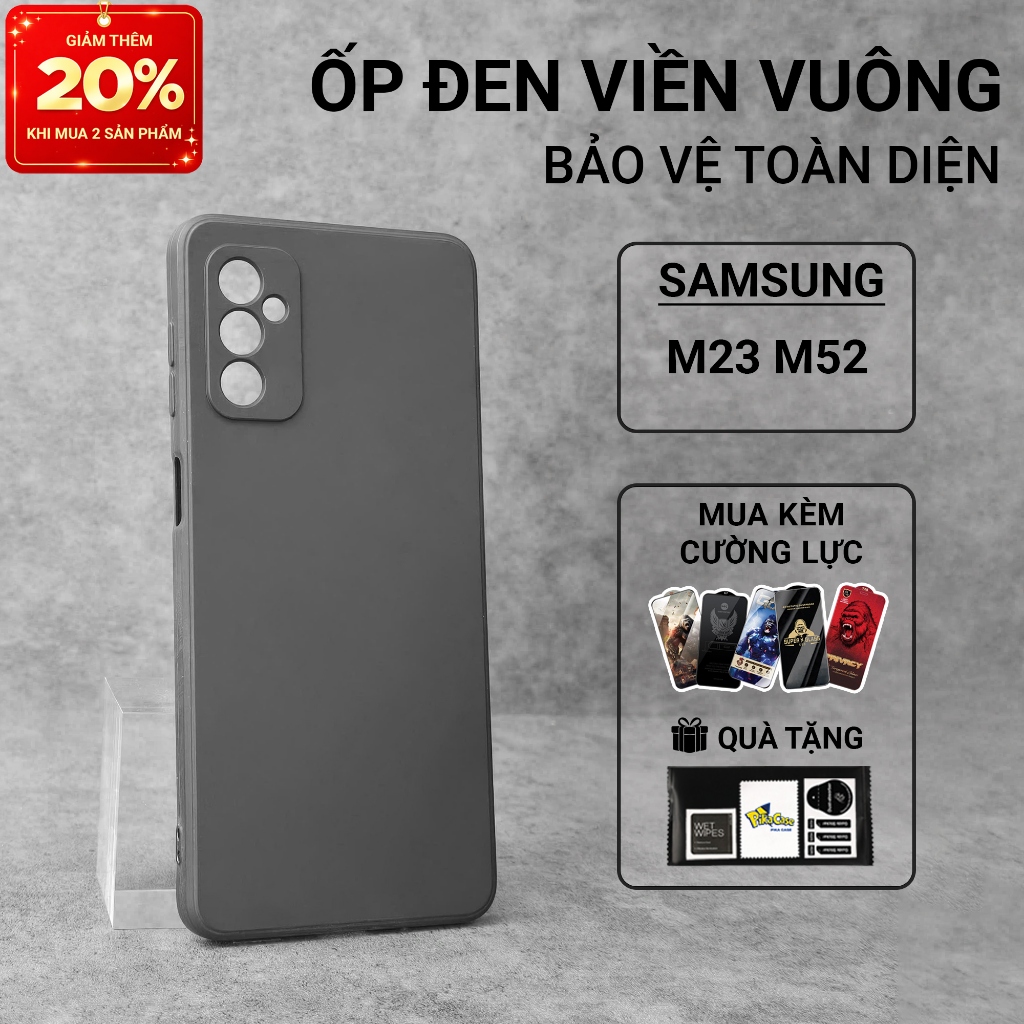 Ốp lưng dt Samsung M23 5G / M52 5G pikacase trơn màu đen | Ốp điện thoại SS galaxy dẻo bảo vệ camera