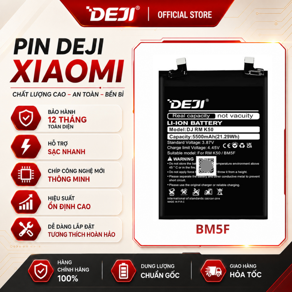 Pin Deji Cho Xiaomi Redmi K50 5G / K60E (5500mAh) / BM5F