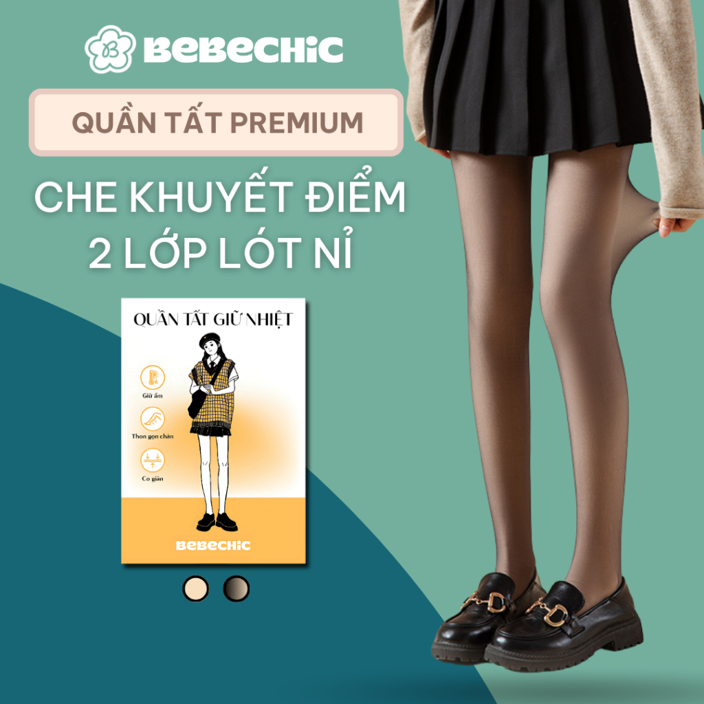 Quần Tất Giữ Nhiệt 2 Lớp BT14 BEBECHIC Cao Cấp Lót Nỉ Dày Dặn, Ôm Sát, Che Hoàn Toàn Khuyết Điểm