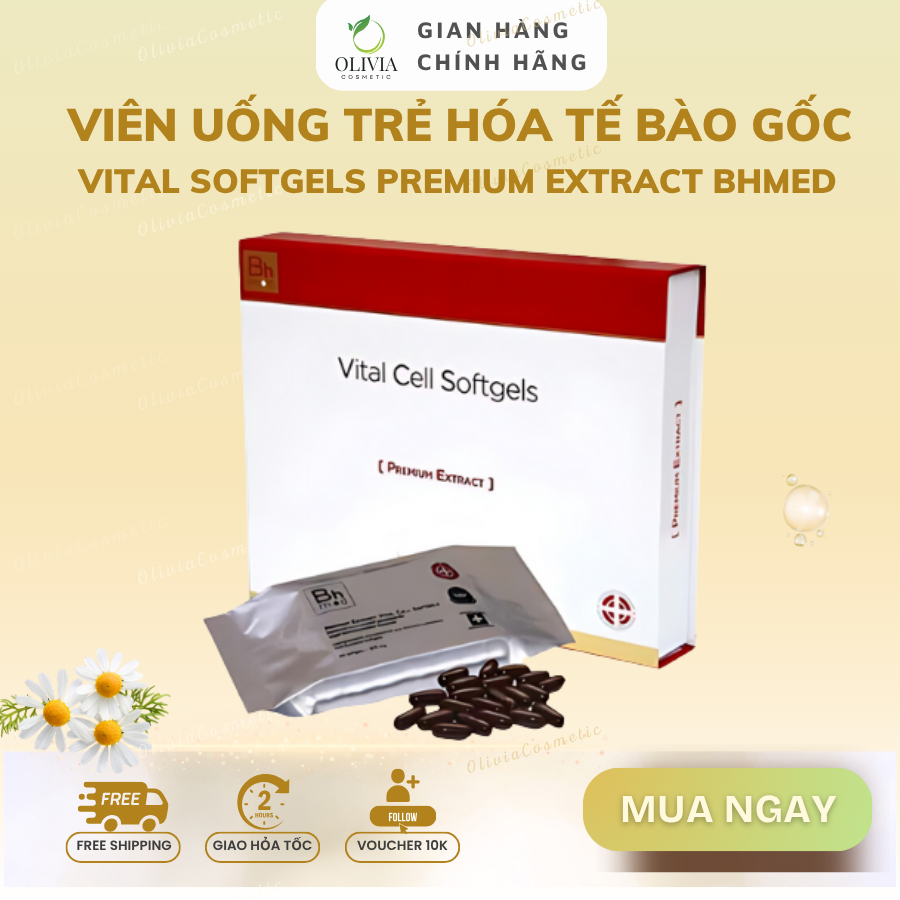 [Công ty/ Tặng Hộp Mask] Viên uống Tế Bào Gốc Vital Softgels Premium Extract BHMed (Hộp 30v)
