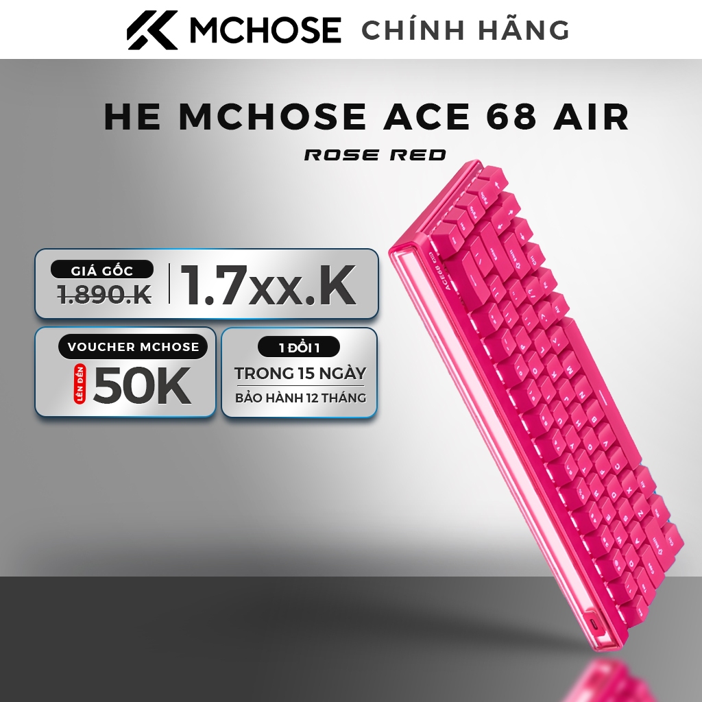 Bàn phím cơ MCHOSE Ace 68 Air HE 68 phím | Rapid Trigger 8000Hz| RGB | Bàn phím gaming FPS| Chính hã