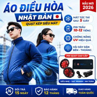 Áo điều hoà Nhật Bản MLS M5 chính hãng, pin quạt áo điều hoà siêu mỏng nhẹ làm mát liên tục 12-14h