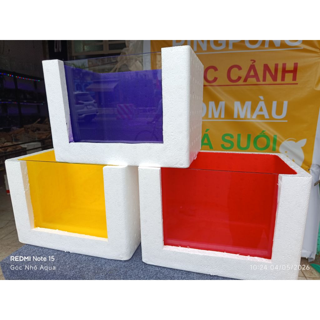 Hồ cá thùng xốp 40x30x30cm sơn chống thấm, kính 5 ly