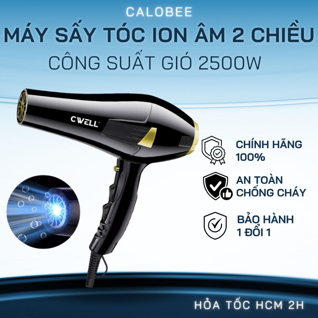 Máy sấy tóc CWELL C06HD, công suất lớn 2500W, 6 chế độ linh hoạt dùng chuẩn Salon | Calobee