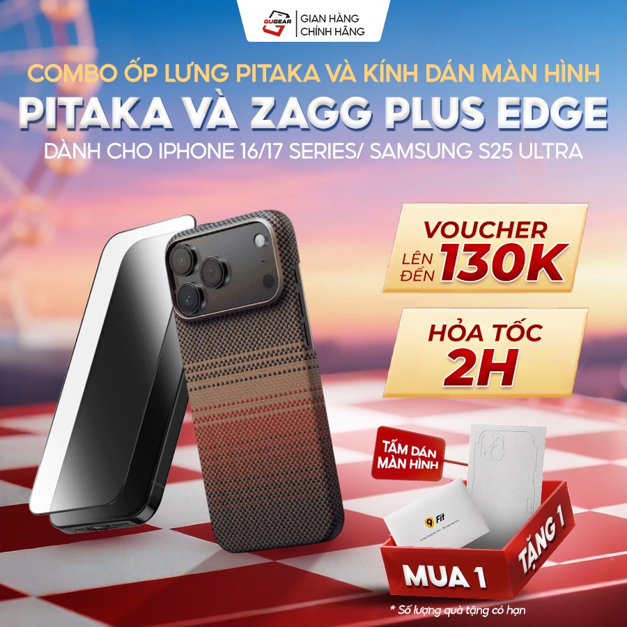 [Samsung S25 Ultra/ S26 Ultra] Combo Ốp lưng PITAKA và kính dán màn hình ZAGG Plus Edge