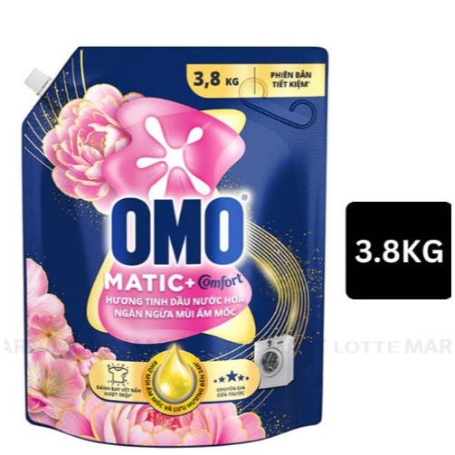 Nước Giặt Ô mô Matic Cửa Trước Ngăn Ngừa Mùi Ẩm Mốc Túi 3.8kg