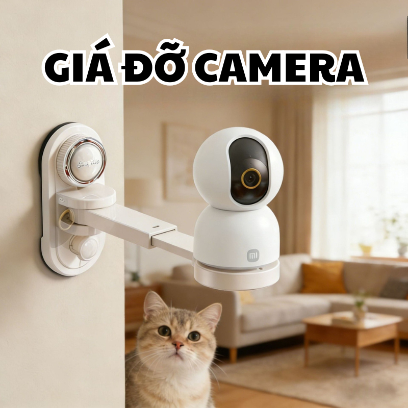 Giá đỡ camera xoay 360 độ, giá treo camera gắn tường không cần khoan, kệ dán tường siêu dính cho cam
