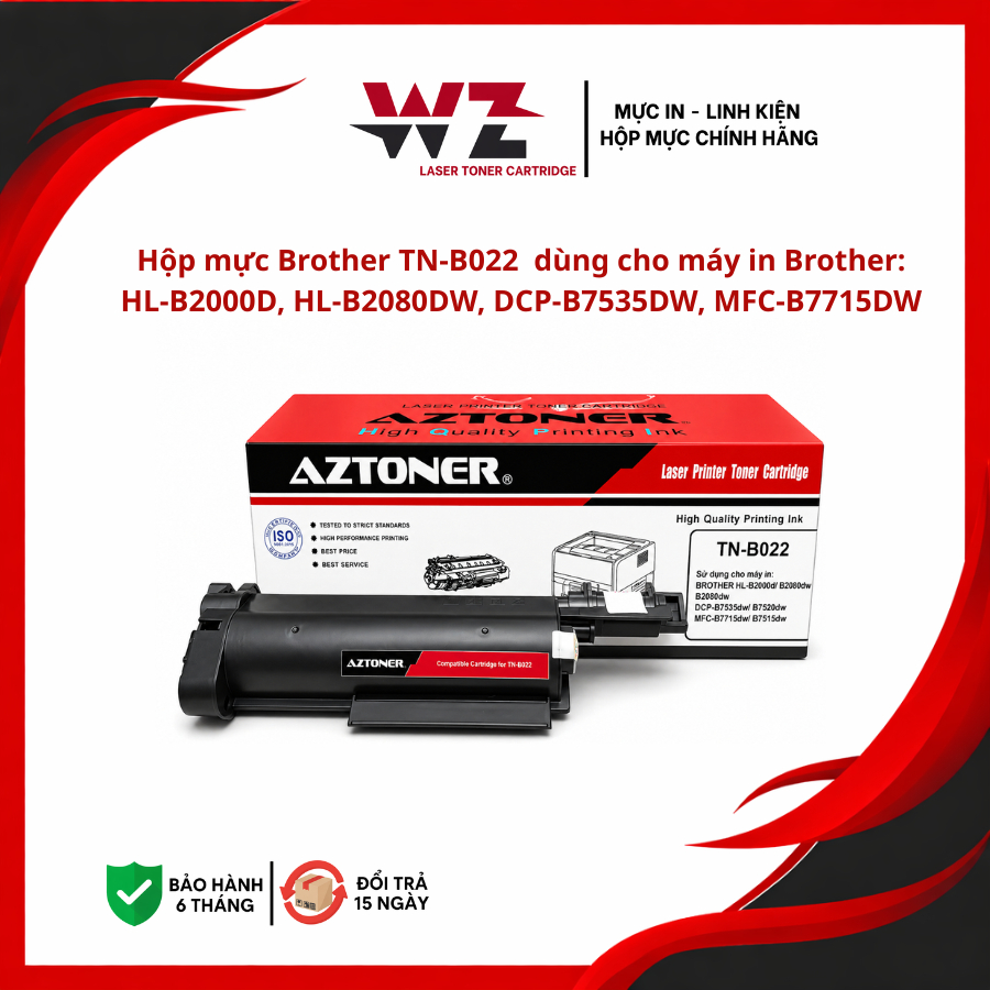 Hộp mực Brother TN-B022  dùng cho máy in Brother: HL-B2000D, HL-B2080DW, DCP-B7535DW, MFC-B7715DW