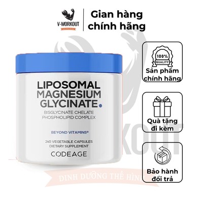 Viên uống bổ sung Magie, hỗ trợ cải thiện chức năng hệ thần kinh Codeage Liposomal Magnesium Glycinate 240 viên
