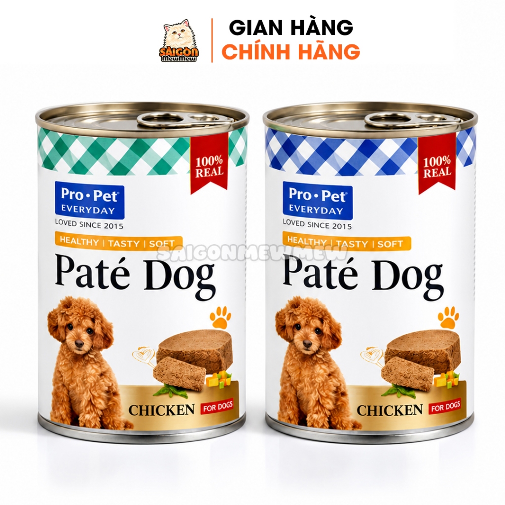 Pate Cho Chó Pro Pet Lon 400g – Thức Ăn Ướt Dinh Dưỡng Cao, Vị Gà Mềm Dễ Ăn Cho Chó Mọi Lứa Tuổi