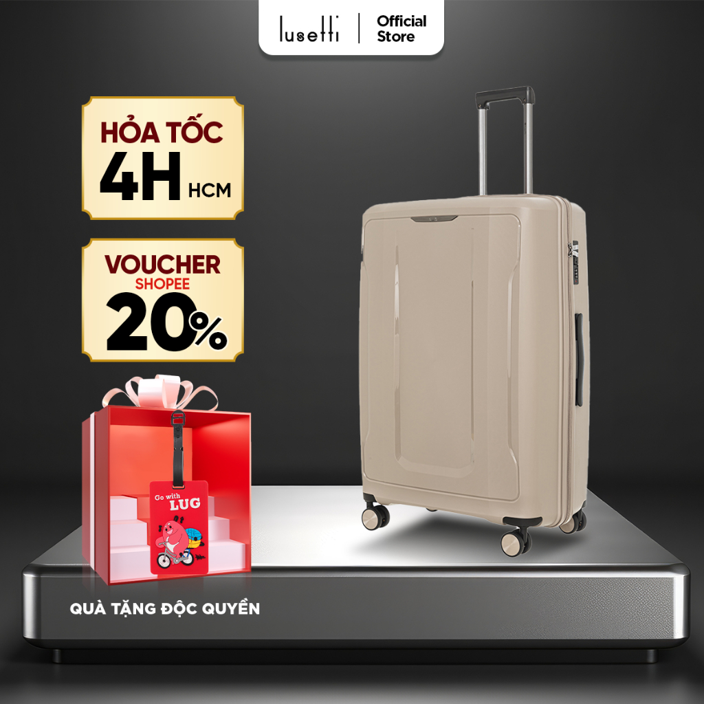 Vali Chống Bể Lusetti MP038 Size 20/ Size 25/ Size 29 Nhựa PP Chống Bể Vỡ, Khóa Số Âm Thông Minh