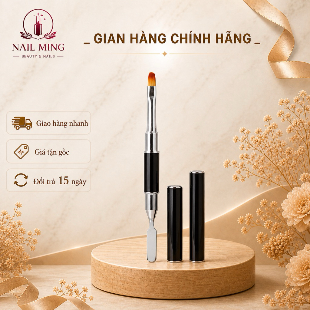 Cọ đắp gel cán đá 2 đầu, cọ làm gel gôm lên móng chuyên dụng