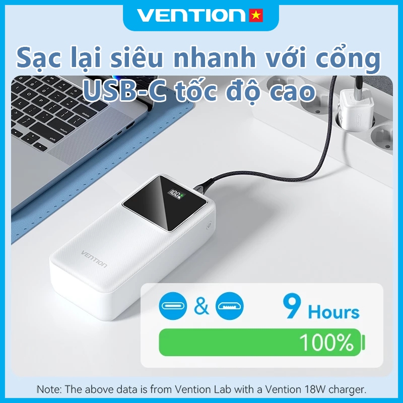 Pin Sạc Dự Phòng 10000mAh 22.5W Vention, 3 Cổng Sạc USB/Type-C/Micro, Hỗ Trợ Sạc Nhanh | BigBuy360 - bigbuy360.vn