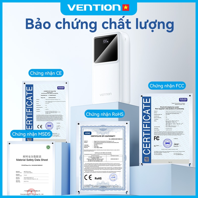 Pin Sạc Dự Phòng 10000mAh 22.5W Vention, 3 Cổng Sạc USB/Type-C/Micro, Hỗ Trợ Sạc Nhanh | BigBuy360 - bigbuy360.vn