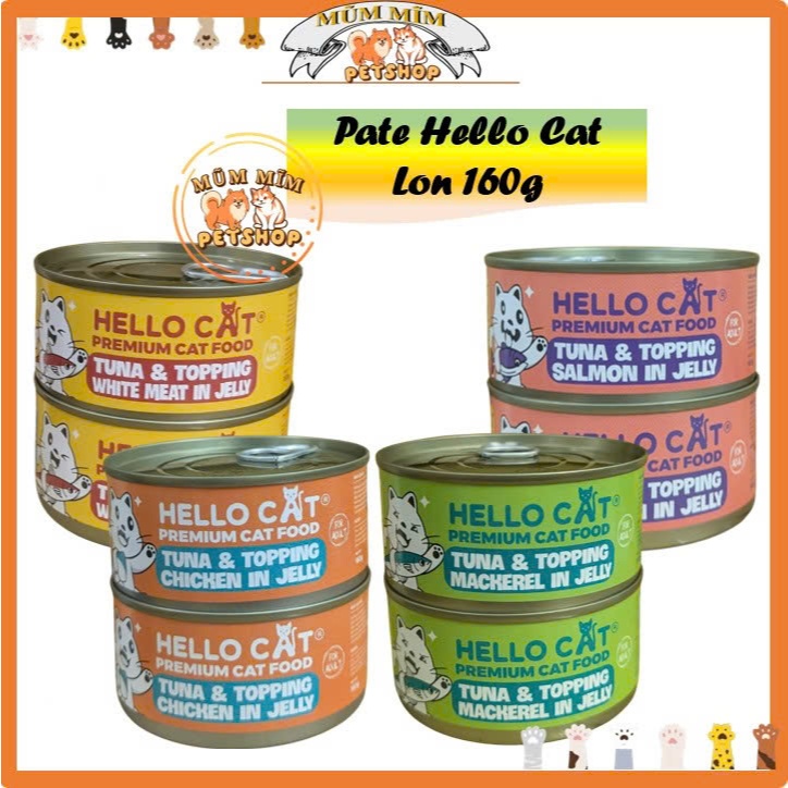 [HELLO CAT] - Pate Hello cat, pate cho mèo trưởng thành, Pate lon - 160g - Bổ sung prebiotics