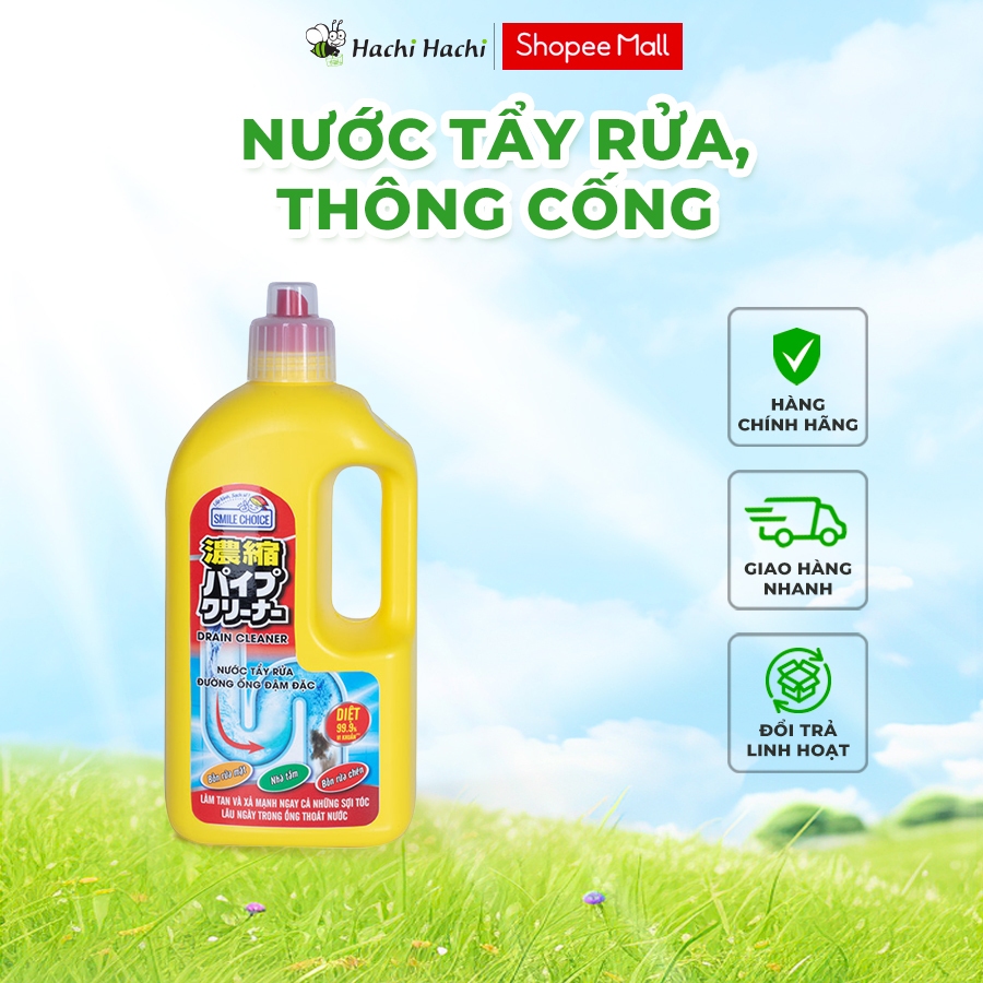 Nước tẩy rửa, thông cống, đường ống đậm đặc Smile Choice 1L, diệt 99.9% vi khuẩn - Hachi Hachi Japan Shop