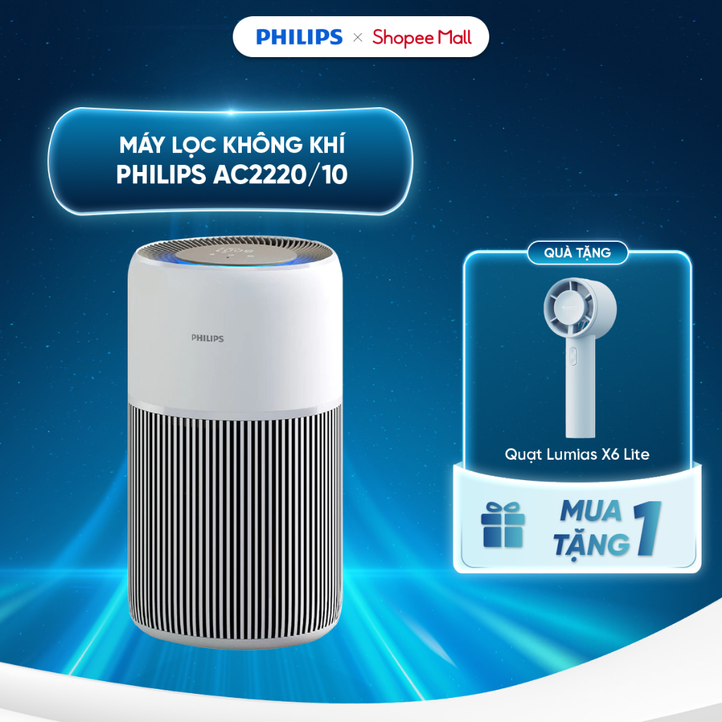Máy lọc không khí Philips AC2220/10 - Công suất 28W - CADR 420m³/h - Phạm vi lọc 109m² - Bộ lọc HEPA