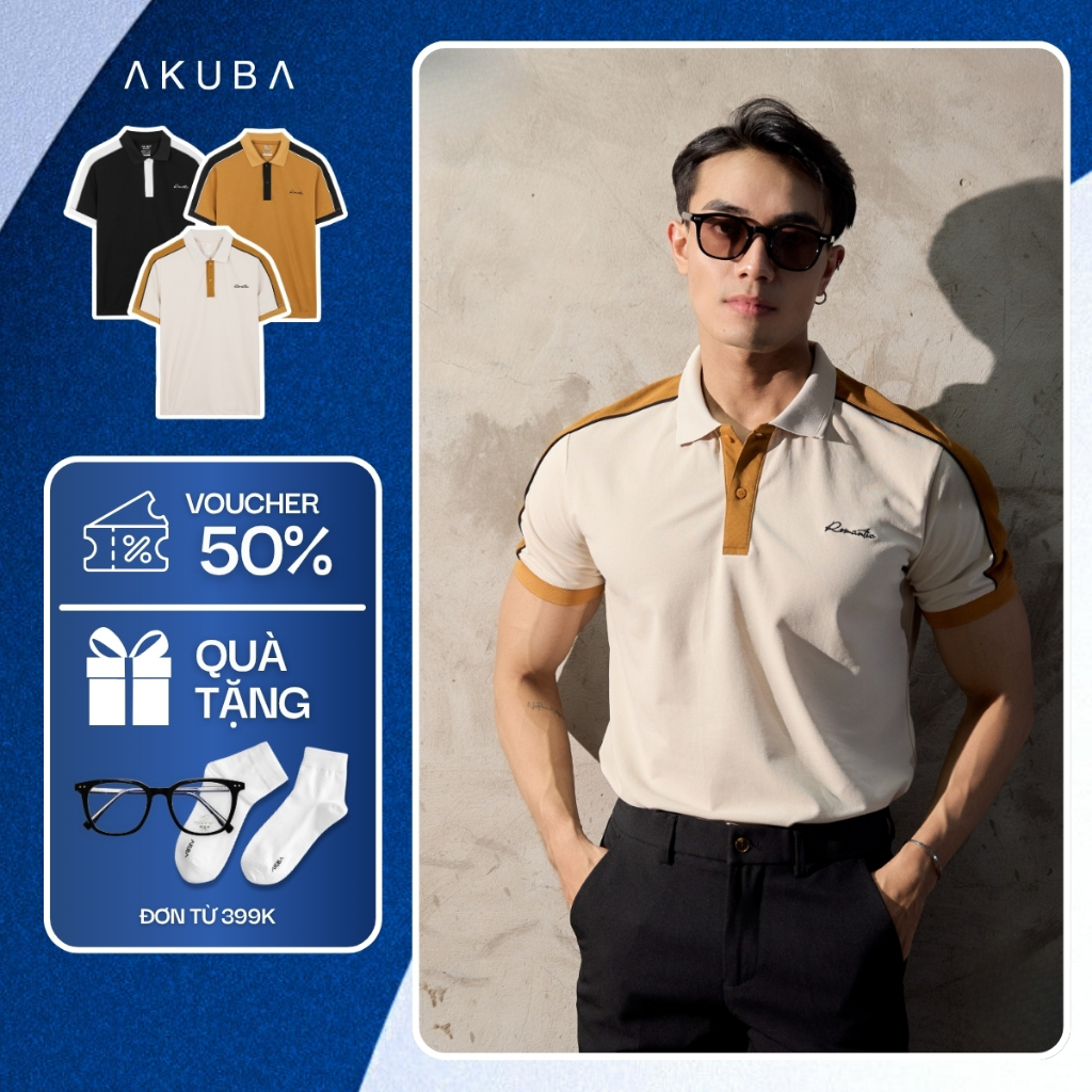 Áo polo AKUBA tay ngắn form slimfit vừa vặn dành cho nam | 01JP0852