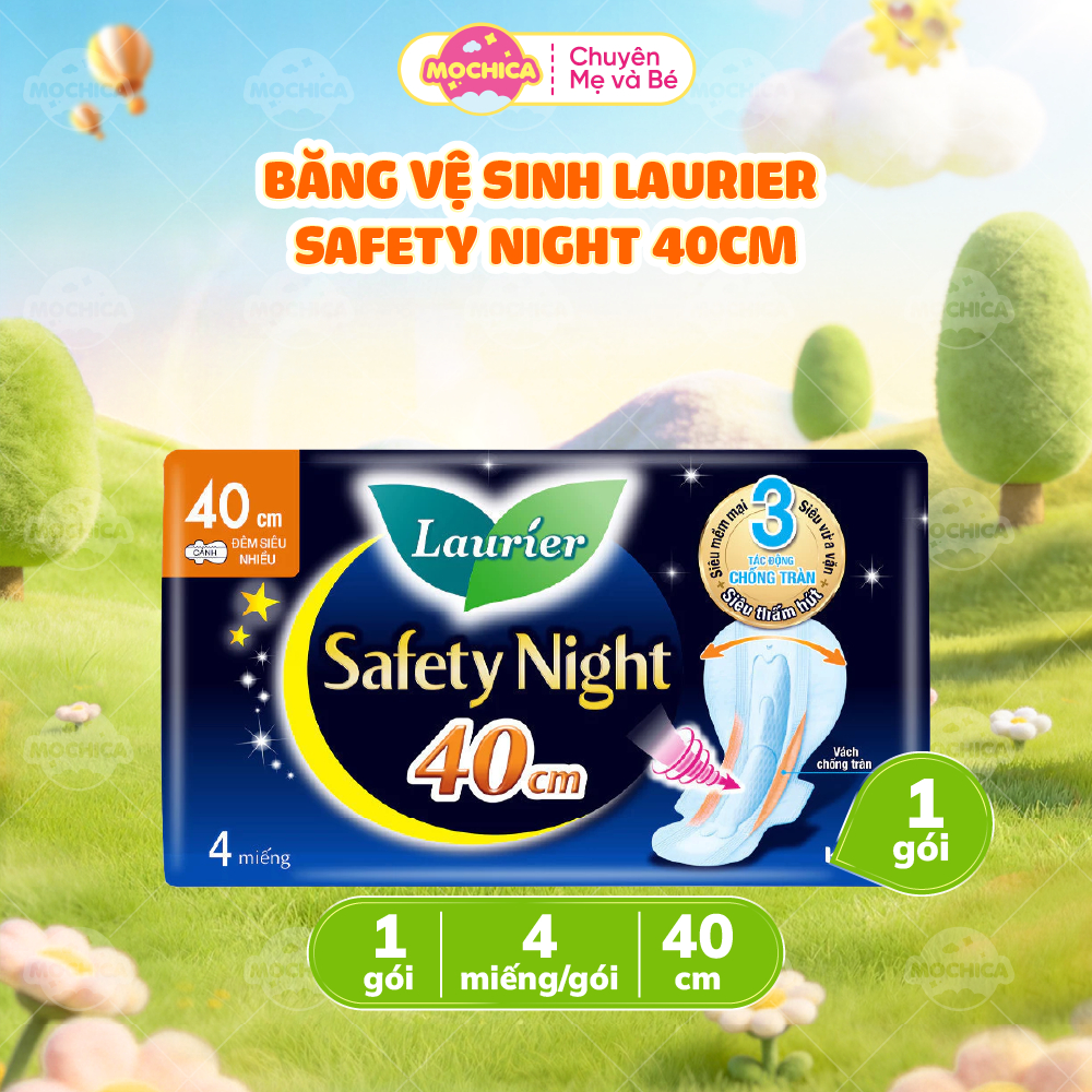 Băng vệ sinh Laurier Safety Night Đêm Siêu An Toàn 40cm 4 miếng-Mochica