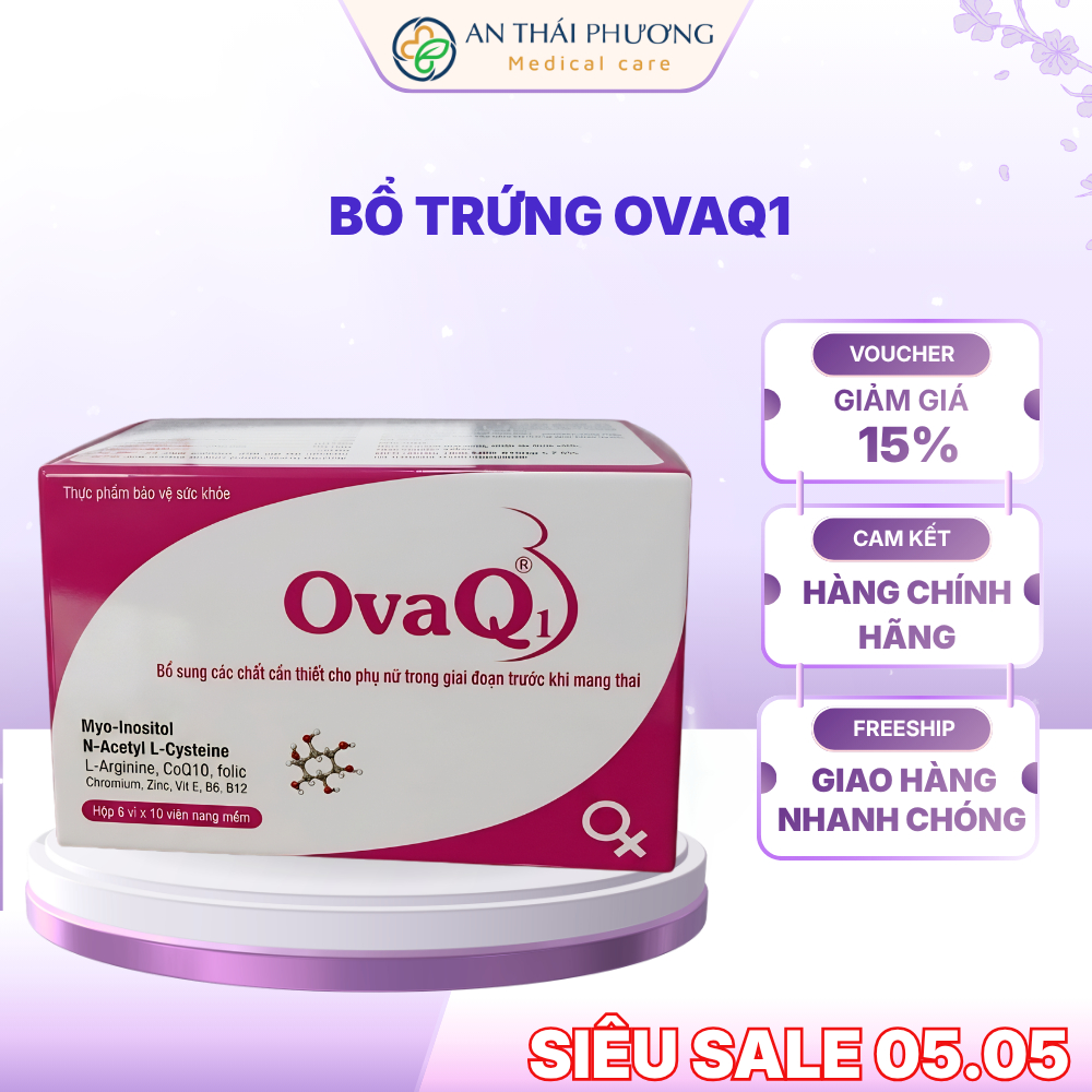 Viên Uống OvaQ1 - Hỗ Trợ Tăng Khả Năng Thụ Thai, Bổ Trứng & Cân Bằng Nội Tiết (Hộp 60 Viên)