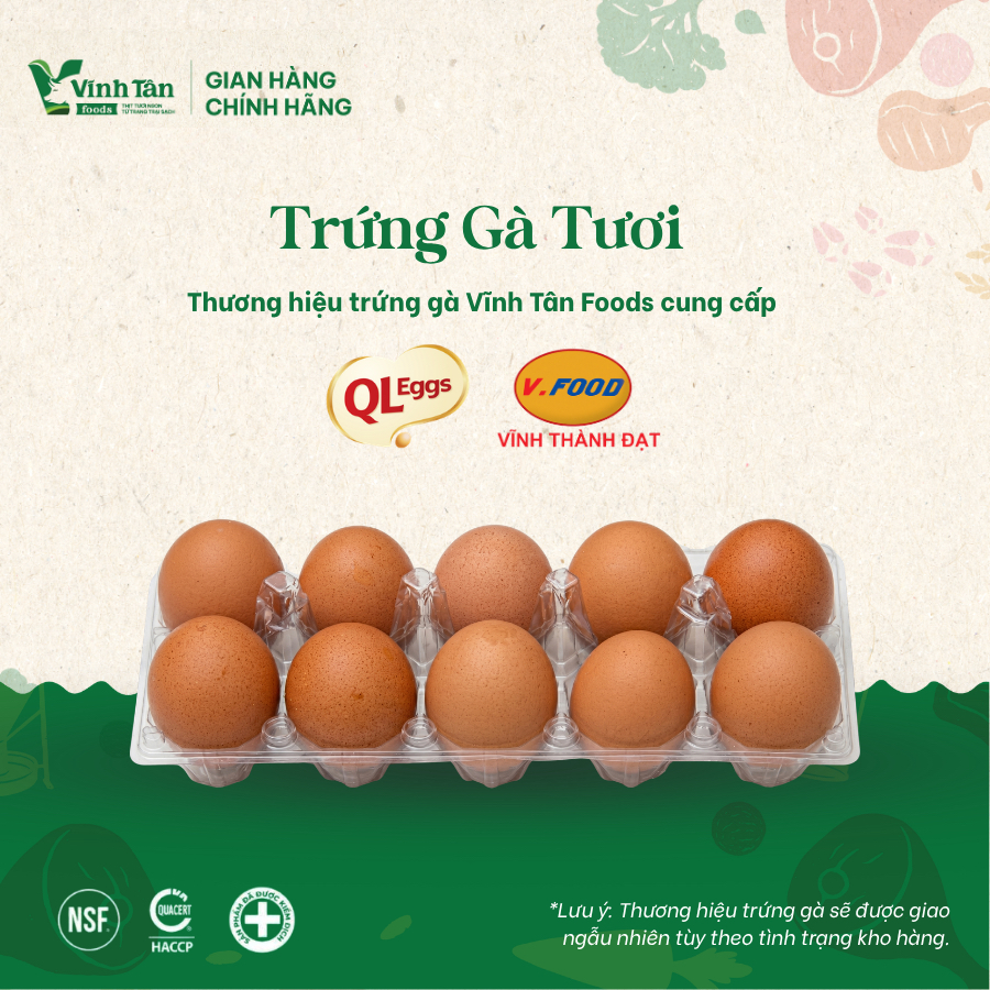Trứng gà QL Eggs Hộp 10 quả size L 60g/ quả [Giao hỏa tốc 4h trong nội thành HCM]