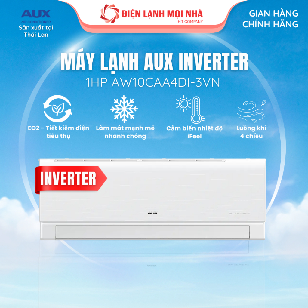 Điều hòa AUX Inverter 1HP – 1.5HP AW10CAA4DI-3VN / AW13CAA4DI-3VN – Làm lạnh nhanh, tiết kiệm điện, 