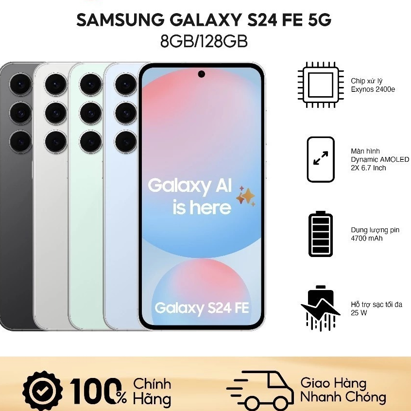 Điện thoại Samsung Galaxy S24 FE 5G RAM 8GB/256GB Hàng Chính Hãng VN Likenew Fullbox