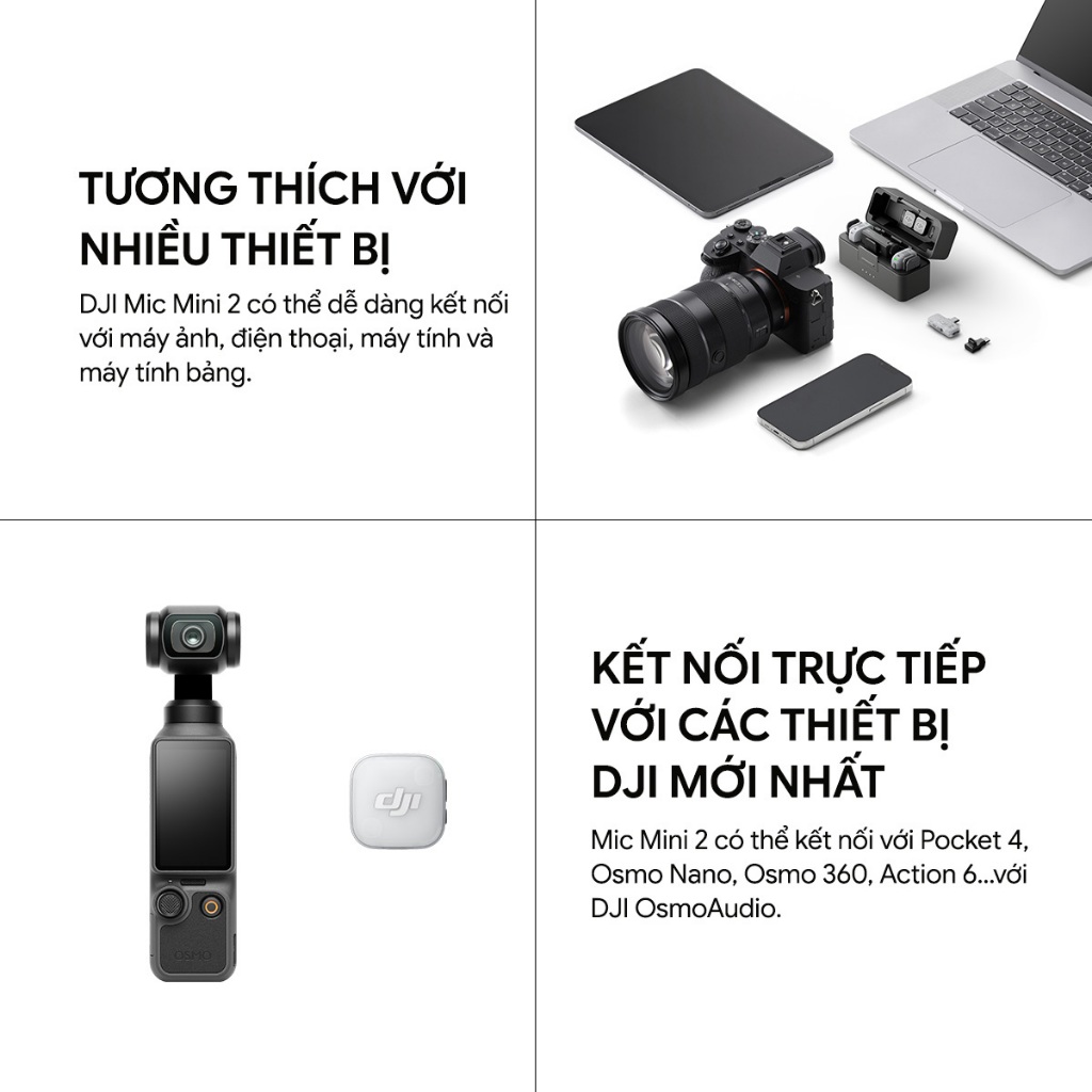 DJI Mic Mini 2 Chính hãng | Thu Âm Không Dây | Nhỏ Gọn | Khử Ồn 2 Cấp Độ | Màu Sắc Trẻ Trung | BigBuy360 - bigbuy360.vn