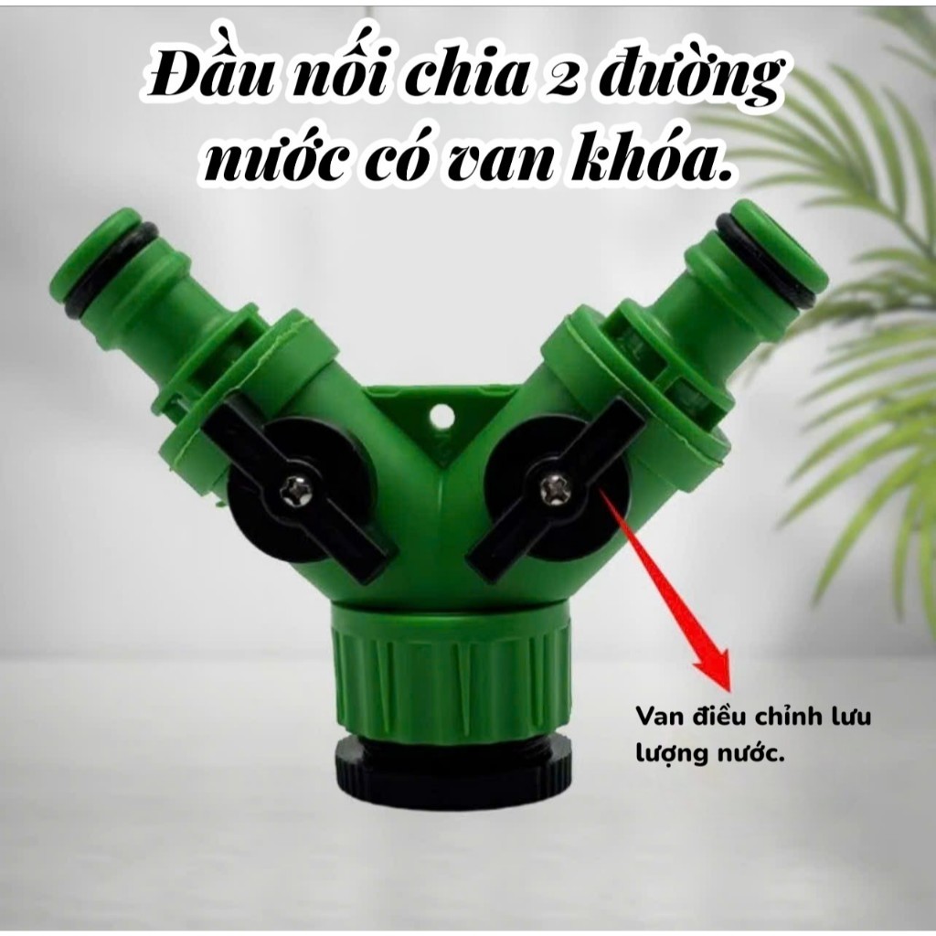 Cút Chia Nước 2 Đầu Van Khóa, Đầu Chia Vòi Nước 2 Nhánh, Dùng Tưới Cây Rửa Xe Tiện Lợi
