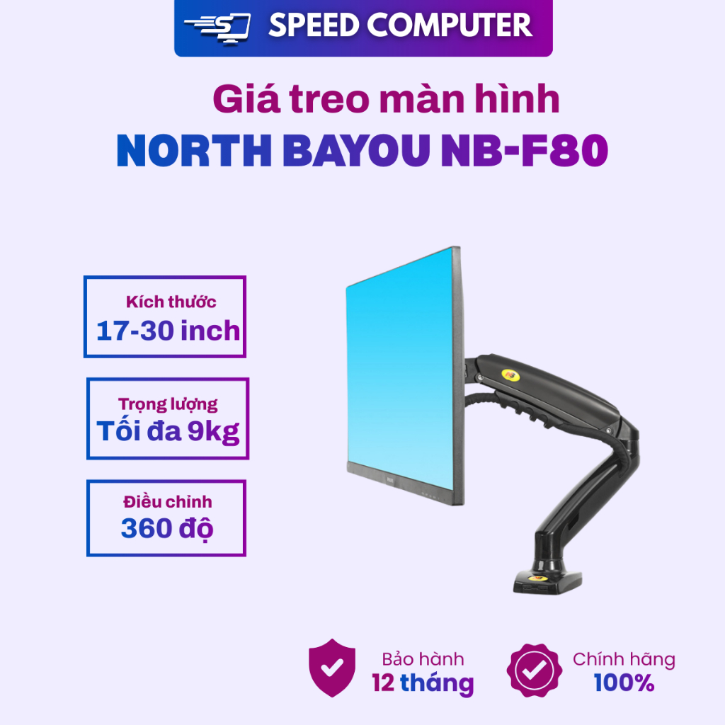 Arm màn hình NB-F80/Giá treo màn hình máy tính/ Tay treo màn hình/ Xoay 360 độ [Màn Hình 22" - 40"]