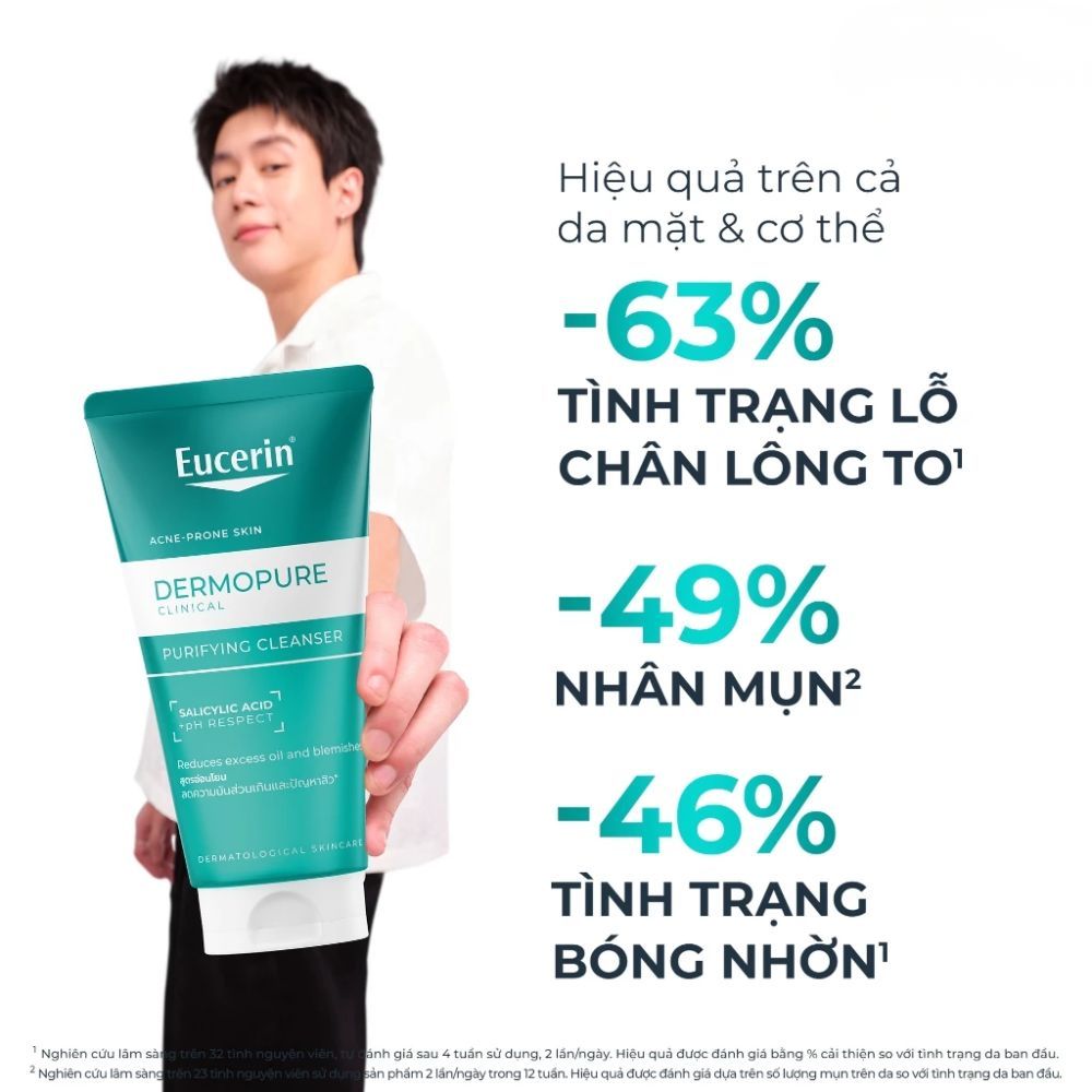 Ảnh 6 của Gel rửa mặt Eucerin DermoPure Clinical Purifying Cleanser giúp sạch sâu, giảm dầu nhờn.
