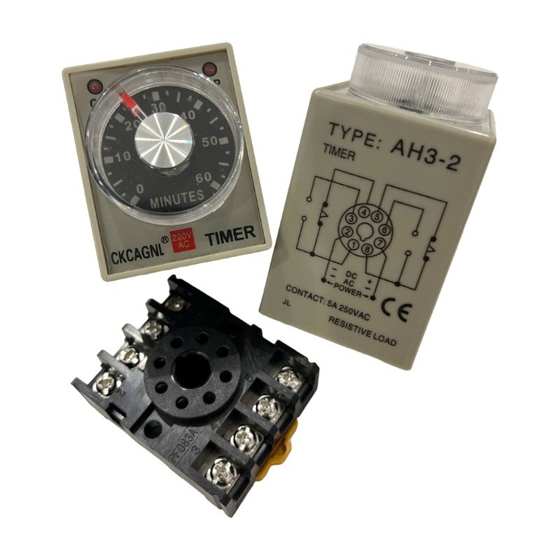 Rơ Le thời gian AH3-2 6S / AH3-2 60S / AH3-2 60M Timer 2 tiếp điểm trễ Delay / Relay 220V