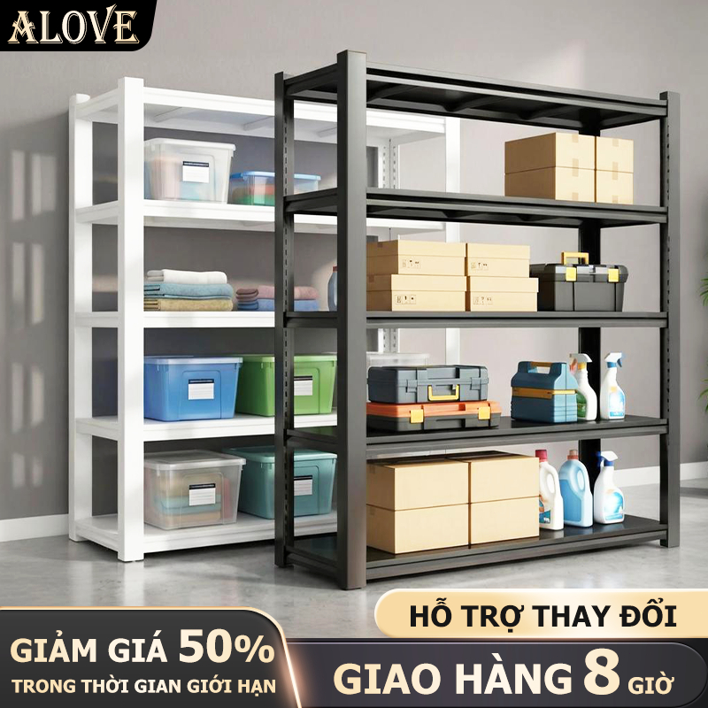 ALOVE Kệ sắt đa năng tải trọng 1000kg chiều cao điều chỉnh lắp ráp không ốc vít màu đen trắng