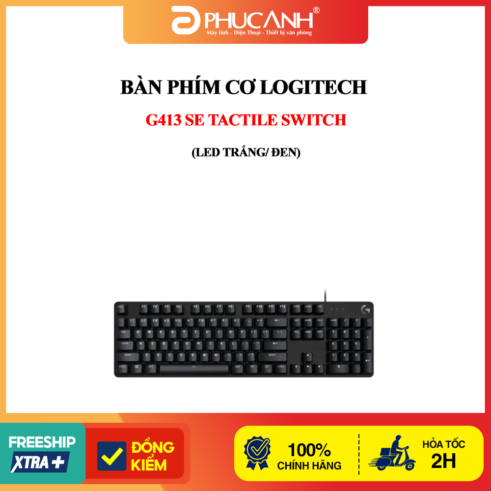 Bàn phím cơ Logitech G413 SE Tactile switch (LED Trắng/ Đen)