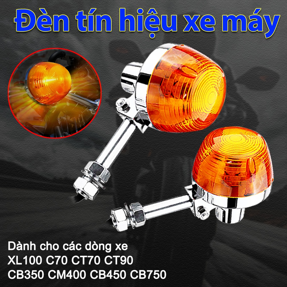 Cặp đèn xi nhan thích hợp cho Honda C70 CT70 CT90 XL100 CB350 CM400 CB450 CB750