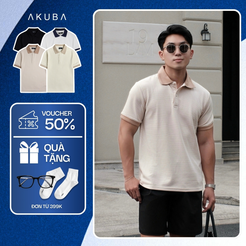 Áo Polo Nam AKUBA Cổ Bẻ Basic Form Slimfit, Chất Polyester Thoáng Mát, Vải Dày Co Giãn | 01HE1320