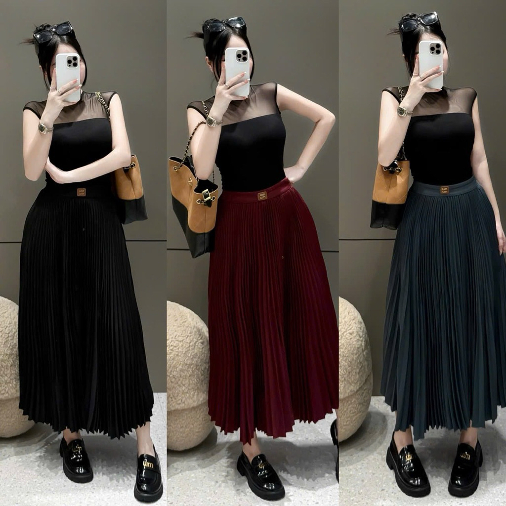Chân váy xếp li dáng dài cạp MM #82012