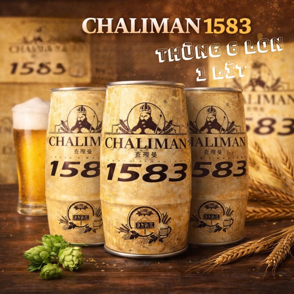 Bia Chaliman 1583 Lon 1 Lít Khổng Lồ - Bia Ngon Cho Tiệc Vui Cực Đã