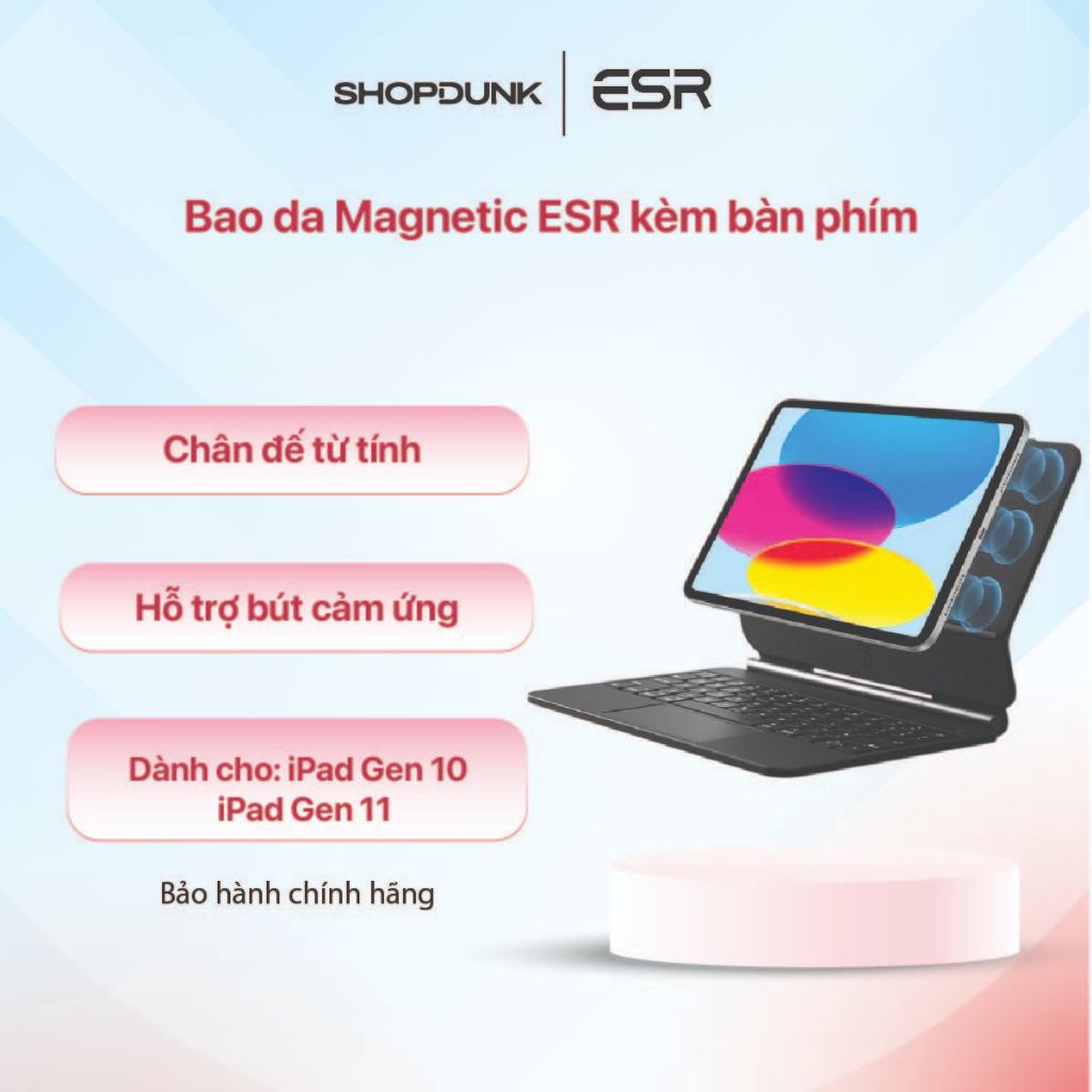 Bao da Magnetic ESR kèm bàn phím dành cho iPad Gen 10 / iPad Gen 11 Rebound (Màu đen)