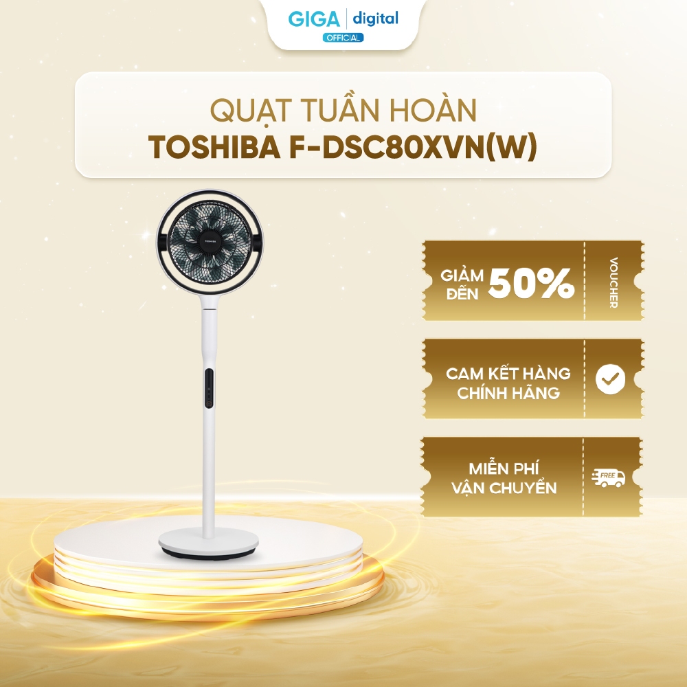 [VOUCHER 5%] Quạt tuần hoàn Toshiba F-DSC80XVN(W) 25W - Ion Âm, Thanh Lọc Không Khí - Bảo hành 12 Th