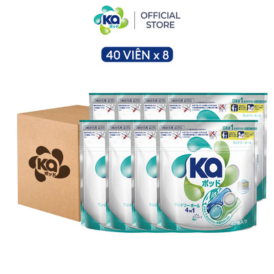 Thùng 8 Túi Viên Giặt Xả Đa Năng 4 Trong 1 Ka Universal (8 Túi x 40 viên/ Thùng)