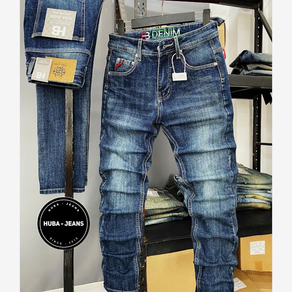 Quần jean nam HUBA-JEANS co giãn xanh TƯƠI trơn Menswear Pants Có Túi quần purple khôngrách