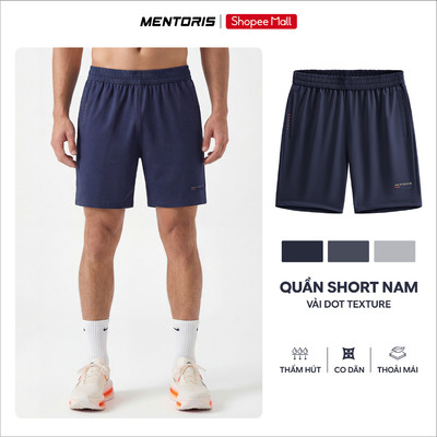 Quần Đùi Thể Thao Nam MENTORIS Vải Dot Texture Dày Dặn, Form Regular Fit, Dễ Vận Động MASR26S016