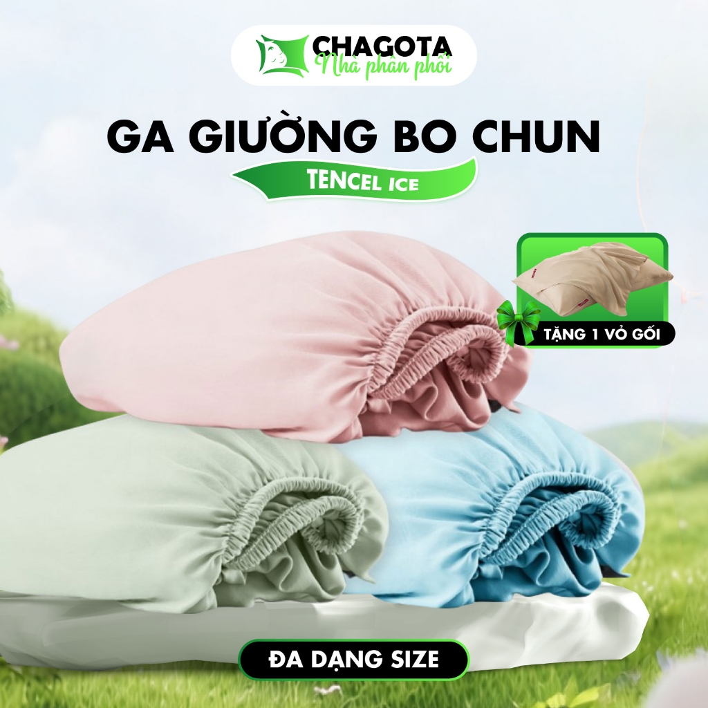 Ga Giường Lụa Silk Ice CHAGOTA, Chât Liệu Mát Lạnh, Ga Bo Chun Chắc Chắn, Ôm Khít Nệm 1mx2m - 2m2x2m