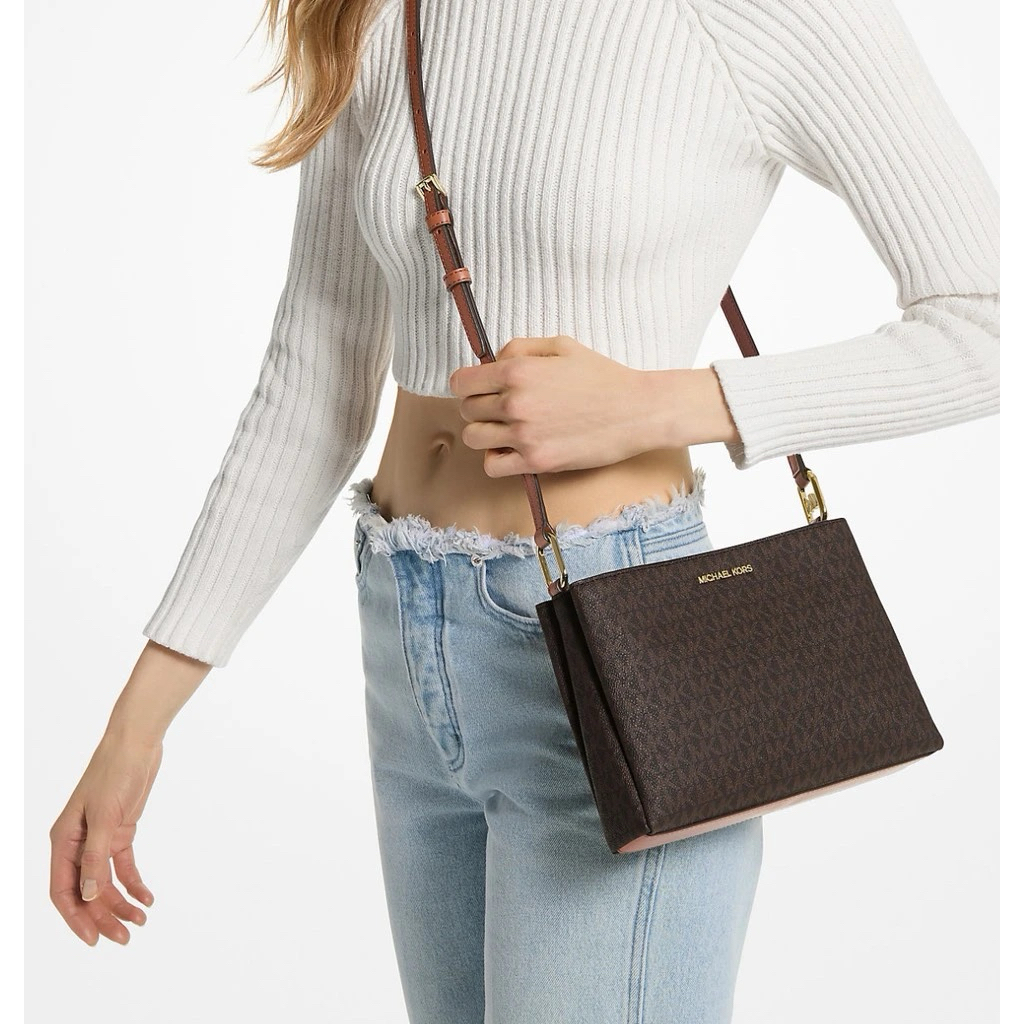 Túi MK Trisha Medium Logo Crossbody Bag Brown (Bill Mỹ)