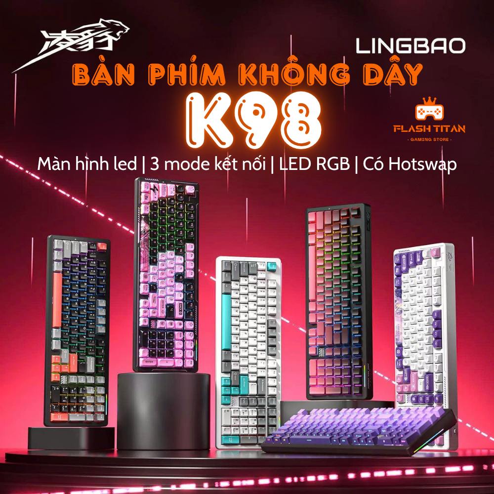Bàn phím cơ Lingbao K98 | K98 PRO Fullsize Kết Nối Không Dây Bluetooth, Có màn hình LCD, App tùy chỉnh Dùng cho PC,Latop | BigBuy360 - bigbuy360.vn