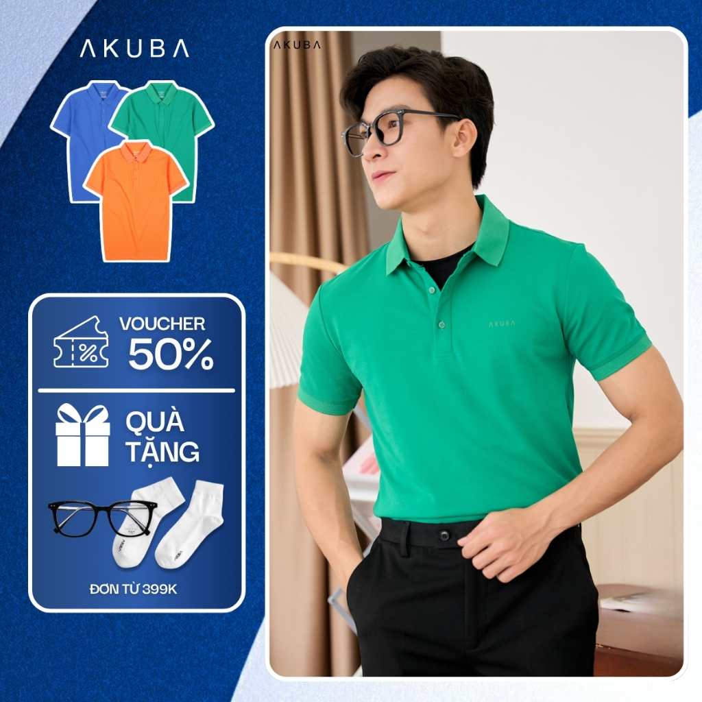 Áo Polo AKUBA Nam Cổ Bẻ Chất Cotton Mềm Mịn Form Slimfit Gọn Gàng, Trơn Basic Dễ Phối | EC01J655