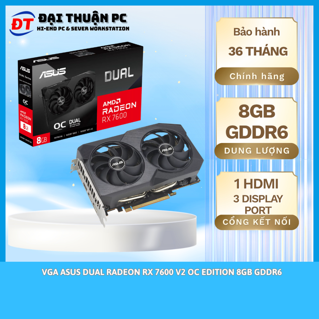 Card màn hình ASUS Dual Radeon RX 7600 V2 OC Edition 8GB GDDR6